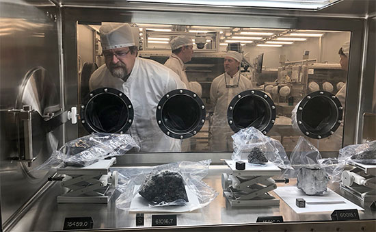 Lunar samples at the ARES facility.